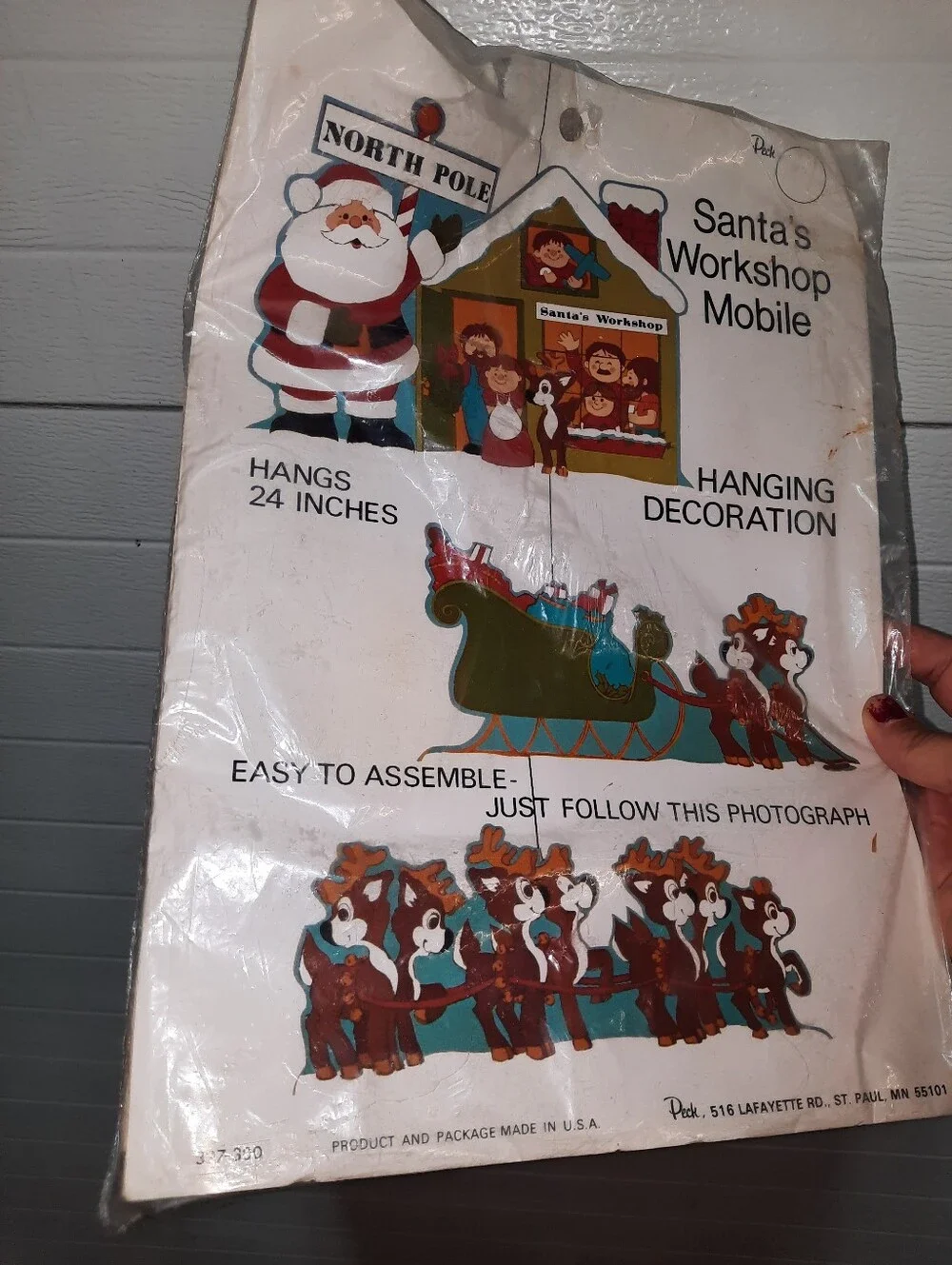 Vintage Peck Santa's Workshop Mobile Hanging Decoration
